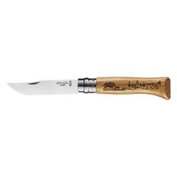 COUTEAU DE POCHE PLIABLE ANIMALIA SANGLIER CHENE N 8 - OPINEL