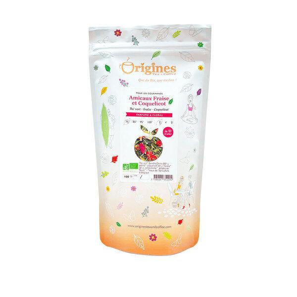 Thé Vert Bio Amicaux Fraise et Coquelicot - Chine - Sachet 100g