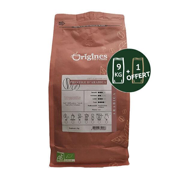 Pack 9 kg + 1 offert - Café Bio Prestige d'Arabica - Pur Arabica