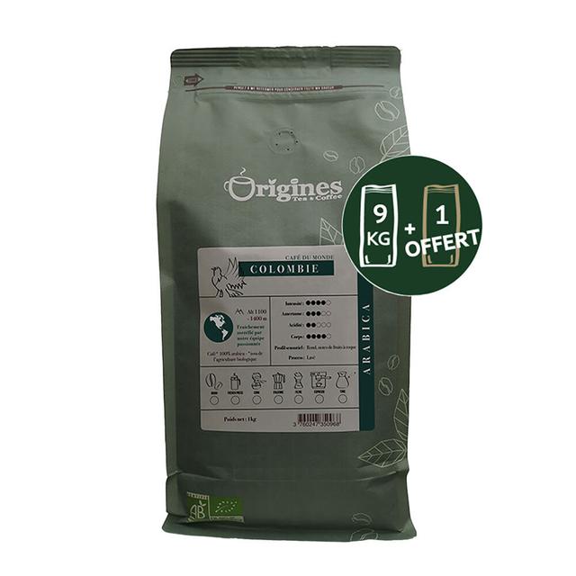 Pack 9 kg + 1 offert - Café Bio Colombie - Pur Arabica