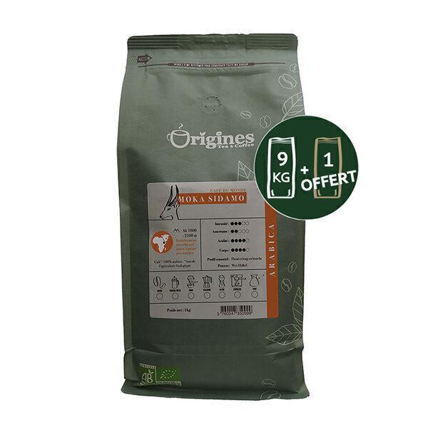 Pack 9 kg + 1 offert - Café Bio Moka Sidamo - Pur Arabica