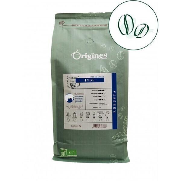 Café Bio Inde - Pur Robusta - Grain 1kg