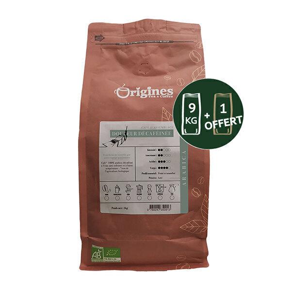 Pack 9 kg + 1 offert - Café Bio Douceur Décaféinée - Pur Arabica