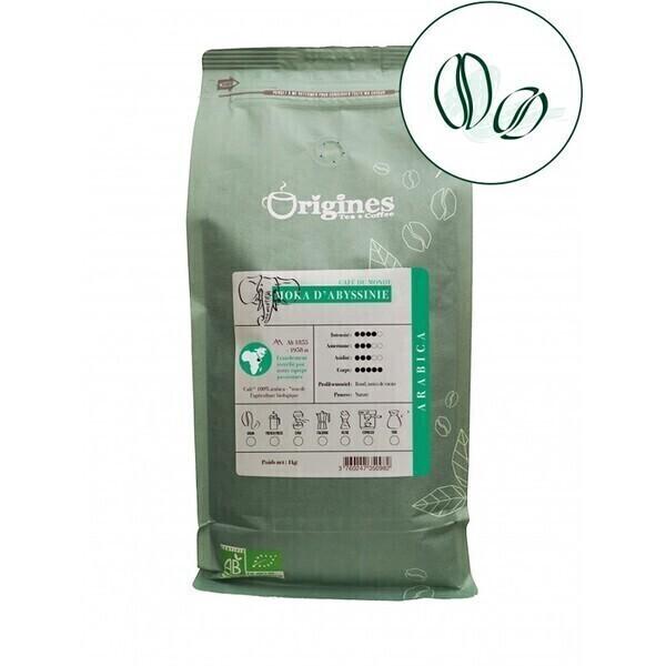 Café Bio Moka d'Abyssinie - Pur Arabica - Grain 1kg