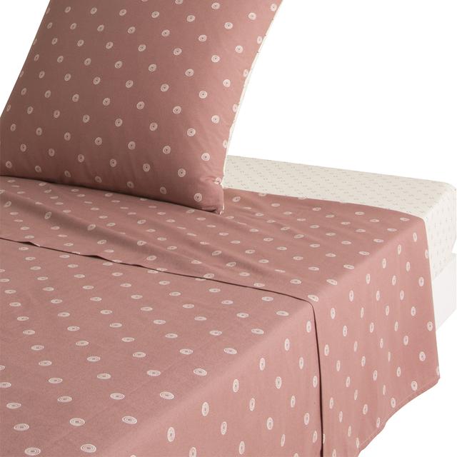 Drap plat imprimé en bambou rose 240x300