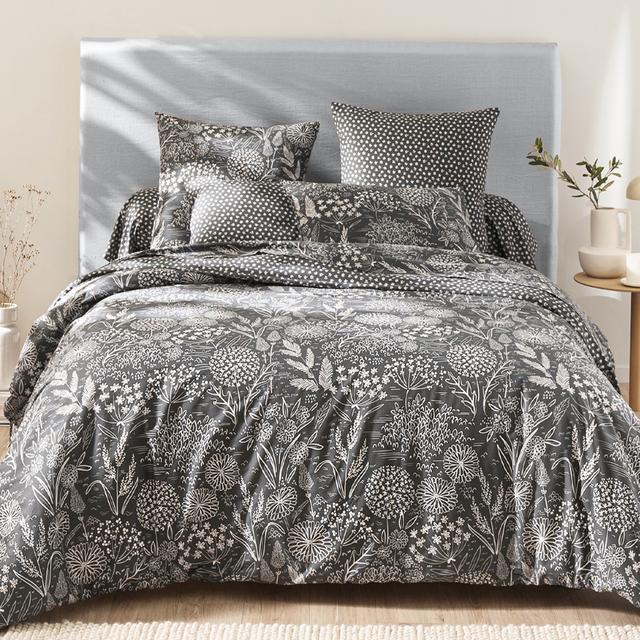 Housse de couette imprimée en lyocell gris 240x220