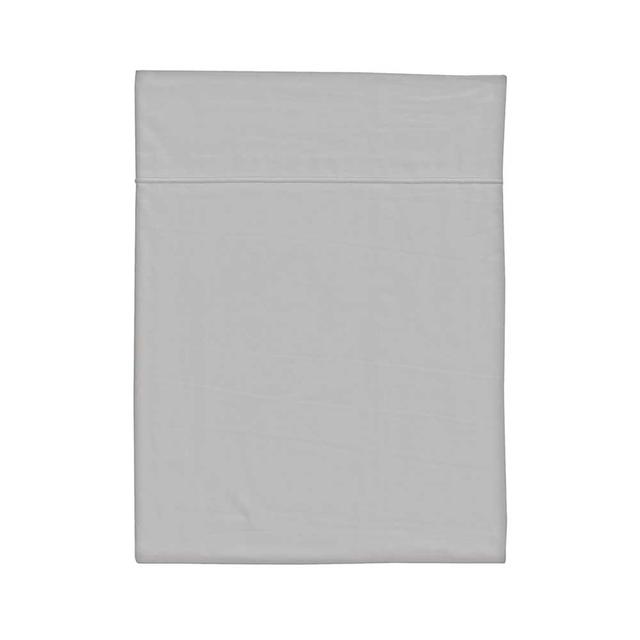 Drap plat en coton gris mastic 240x300