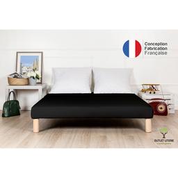 Sommier Tapissier Noir 70x190 Pieds Offerts - Bois Massif PEFC