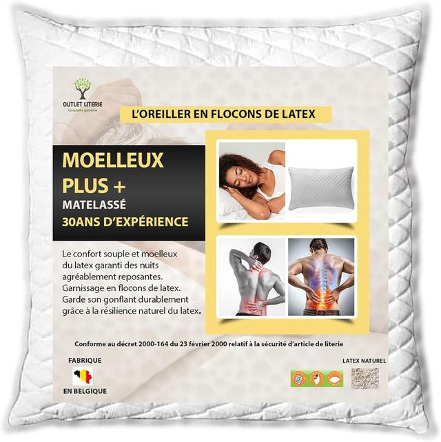 Oreiller Ergonomiques 60x60 cm + taies, soulagent les cervicales