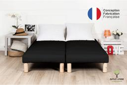 Sommier Tapissier Noir 2x70x190 Pieds Offerts Bois Massif