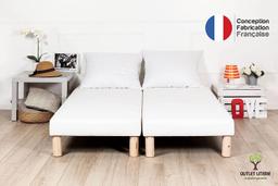 Sommier Double Blanc 2x70x190 Pieds Offerts - Bois Massif