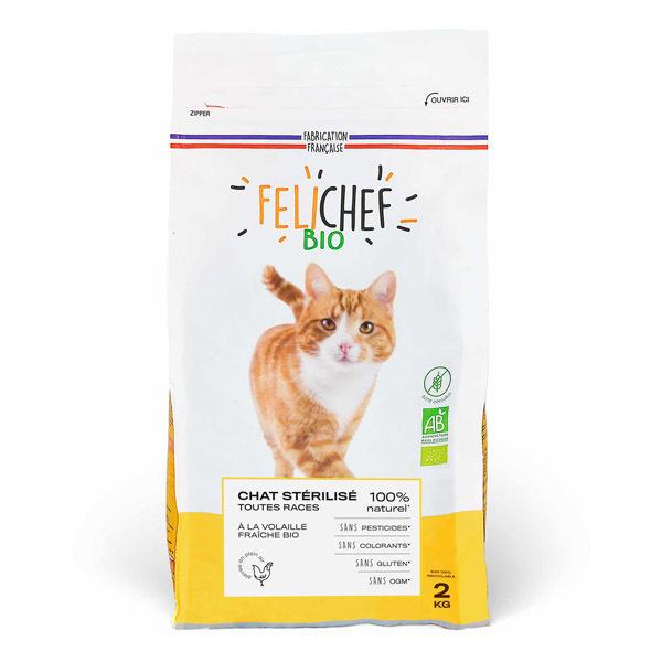 Lot de 2 x Croquettes bio sans céréales chat stérilisé 2kg