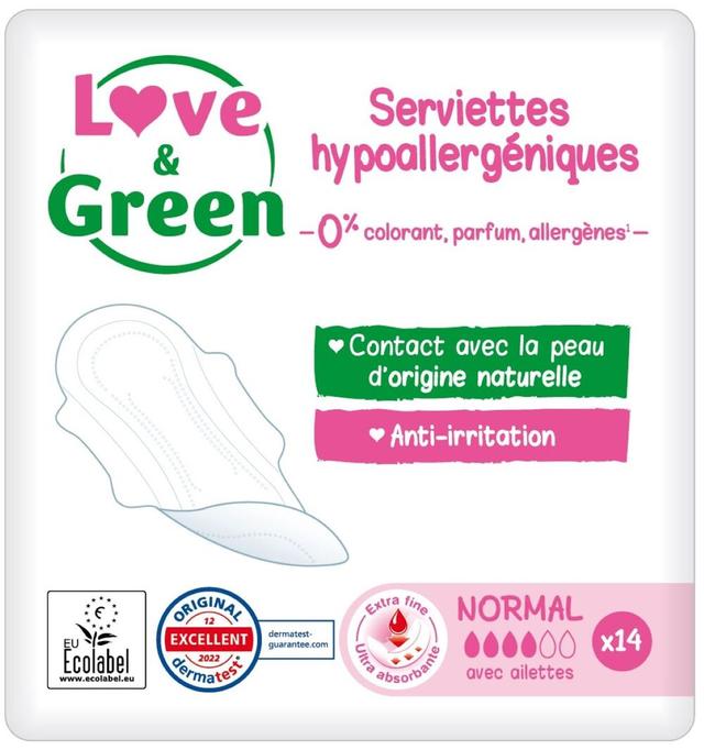 Pack 3x14 Serviettes normales hypoallergéniques 0% ultra, avec