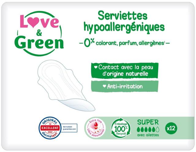 Lot 3x12 serviettes super hypoallergéniques ultra avec ailettes