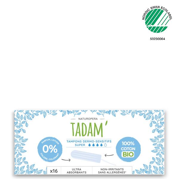 3x16 Tampons en Coton BIO Non-Irritants, Super