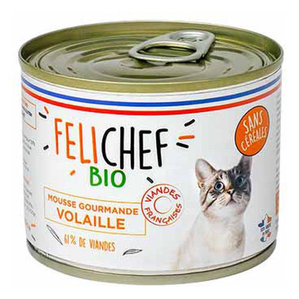 Lot de 6 x Mousse bio sans céréales chat Volaille 200g