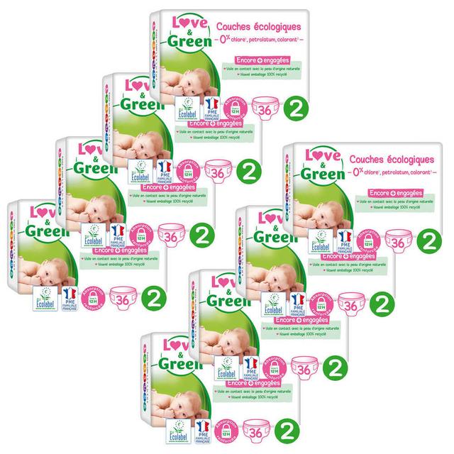 Pack 8 x 36 Couches hypoallergéniques - T2, 3-6Kg