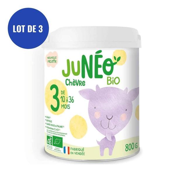 Lot de 3 Lait de chèvre infantile 3ème âge 800g - 10 à 36 mo