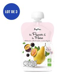 Lot de 3 gourdes prunes poire 120g - dès 4 à 6 mois