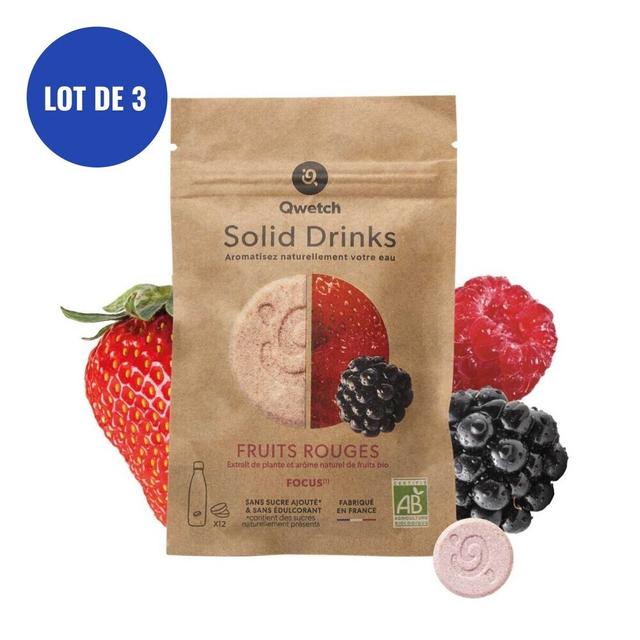 Pack de 3 Solid Drinks Fruits rouges 12 pastilles