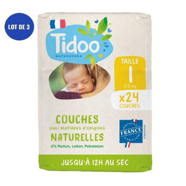 Lot de 3x24 couches écologiques françaises T1 (2-5kg)