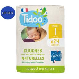 Lot de 6x24 couches écologiques françaises T1 (2-5kg)