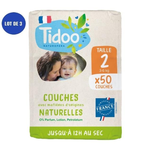 Lot de 3x50 couches écologiques françaises T2 (3-6kg)