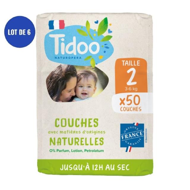 Lot de 6x50 couches écologiques françaises T2 (3-6kg)