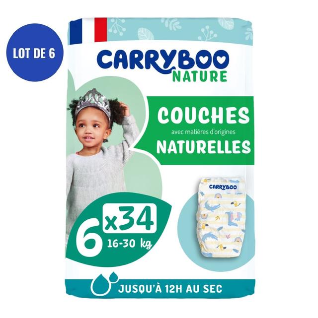 Lot 6x34 Couches écologiques chou - voile naturel T6 (16-30kg)