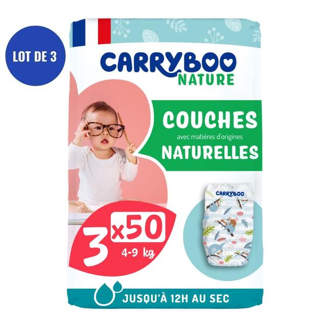 Lot 3x50 Couches écologiques chou - voile naturel T3 (4-9 kg)