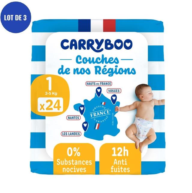 Lot de Carryboo de nos régions - Couche T1 (2-5kg), 3 x24