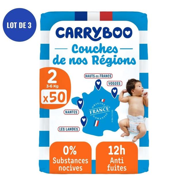 Lot de Carryboo de nos régions - Couche T2 (3-6kg), 3x50