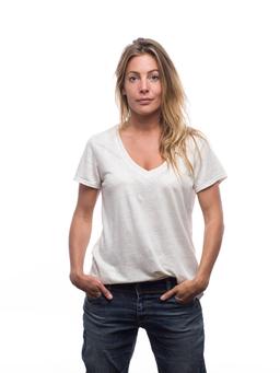 T-shirt Femme col V Blanc - Lin bio - Made in France