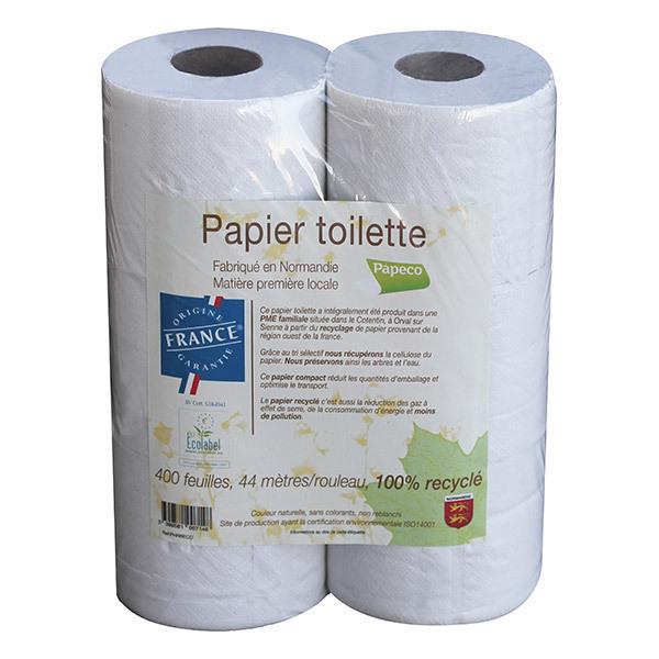 Papier toilette blanc recyclé 6 rouleaux de 400 feuilles