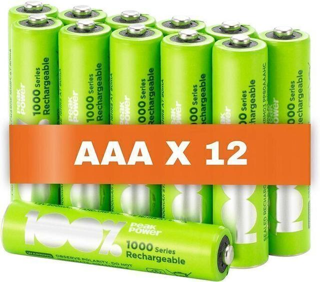 Piles Rechargeables AAA - Lot de 12 Piles | 100% PeakPower