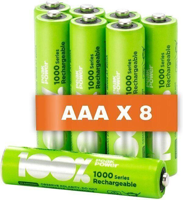 Piles Rechargeables AAA - Lot de 8 Piles | 100% PEAKPOWER