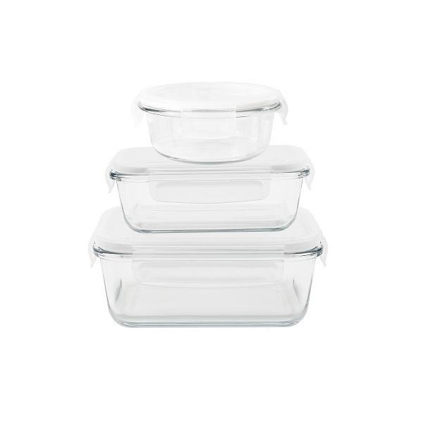 Assortiment de 3 boîtes en verre borosilicate