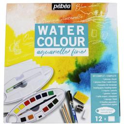 Kit aquarelle 12 demi-godets et accessoires