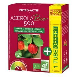 Acérola 500 Bio 24 Comprimés + 1 Tube Offert - 36 Comprimés