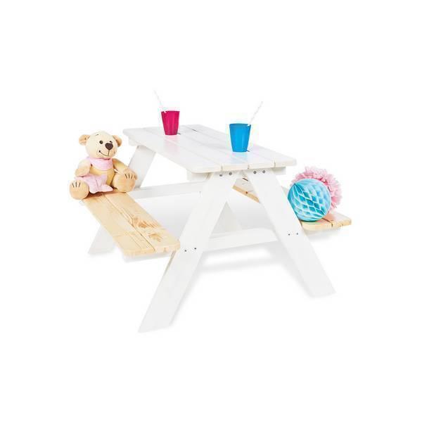 Ensemble de table et bancs Nicki für 4 - Blanc