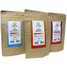 Pack 3 Infusions bio CBD COOL & RELAX, VITALITÉ, IMMUNO BOOST