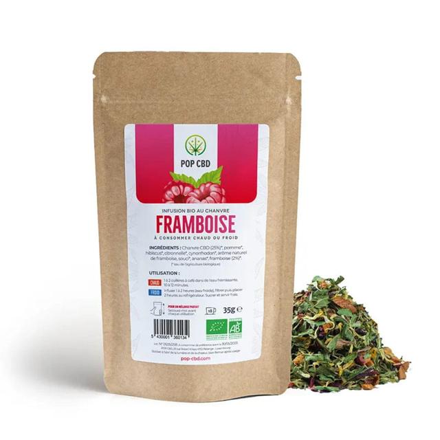 Infusion bio Framboise, au Chanvre CBD (Sachet vrac 35g)