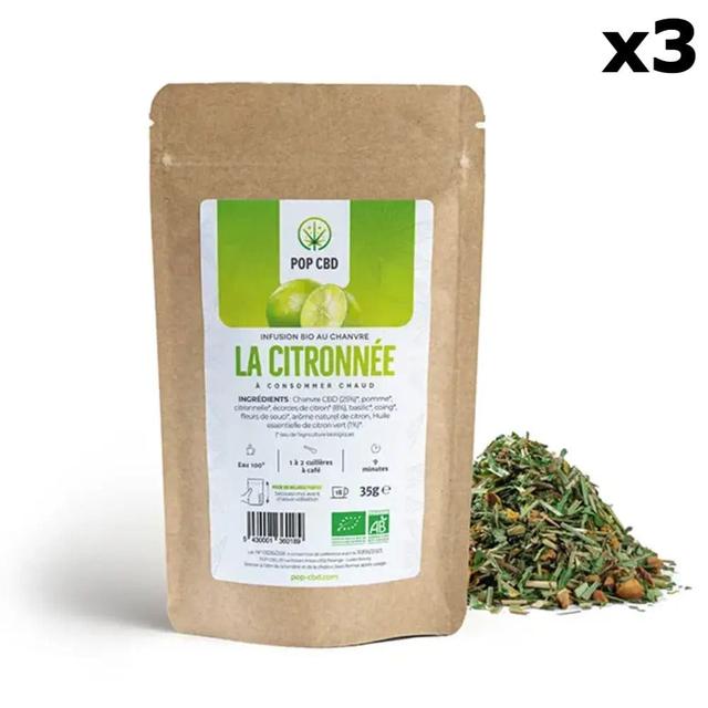 Lot 3 sachets Infusion bio La Citronnée (25% de Chanvre)