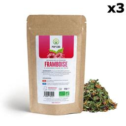 Lot 3 Infusions bio Framboise, Chanvre CBD (Sachets vrac 3x35g)