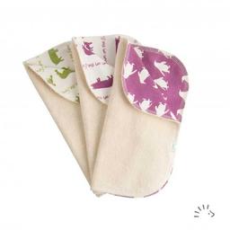 Lot de 3 Lingettes lavables doublées - Animaux