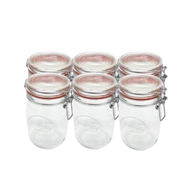 Set de 6 Bocaux à armature inox - 1L Ø85MM