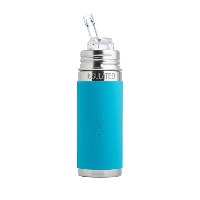 Gourde isotherme évolutive en inox avec paille 260ml  Bleu