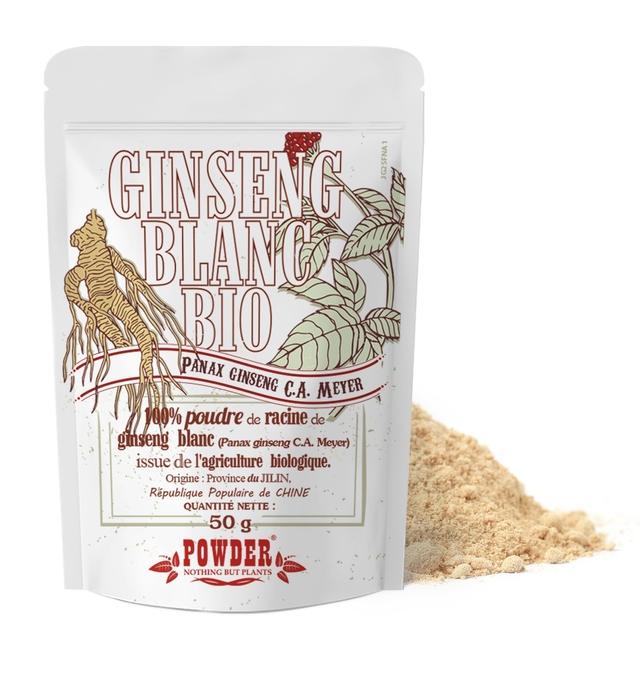 GINSENG BLANC BIO EN POUDRE * 50g * Source d'énergie et vitalité