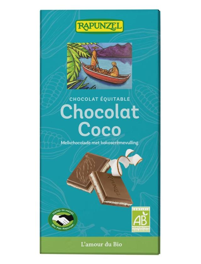 Tablette de chocolat au lait fourré fondant coco 100g