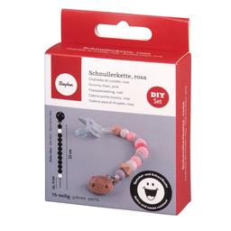 Kit DIY - Attache-tétine en bois et en perles de silicone Rose